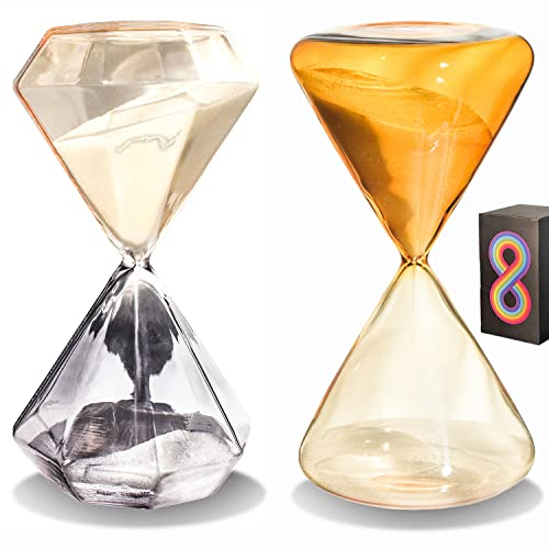 Lot de 2 sabliers décoratifs avec sable de 30 minutes et 60 minutes pour yoga, cuisine