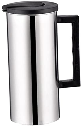 Colcolo 1.6L Stainless Steel Pitcher with Handle and Lid,Water Jug,Cold Water Kettle,Metal Milk Pitcher for Cafe Restaurant Hotel, Black