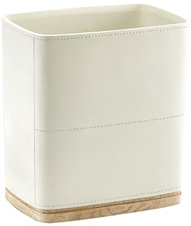 Poubelle de salle de bain 7 litres - Petite poubelle de cuisine, décoration pour chambre à coucher, bureau, cuir sculpté à la main - Beige