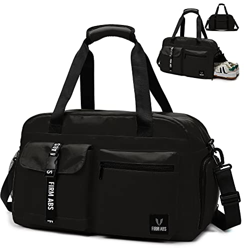 DBPBToU Sporttasche Damen Herren, Reisetasche mit Schuhfach, Trainingstasche mit Nassfach, wasserdichte Weekender Bag, Gym Bag/Schwimmtasche/Saunatasche Verwendet Werden kann (schwarz)