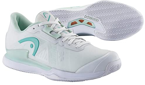 HEAD Women's Sprint Pro 3.5 Clay Women Tennisschuh, White/Aqua, 38