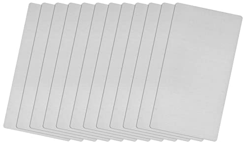 sourcing map Tarjeta de metal en blanco, placa de acero inoxidable 201 cepillado de 3.9x2.4 pulgadas para grabado láser de bricolaje, tono plateado, 12 piezas