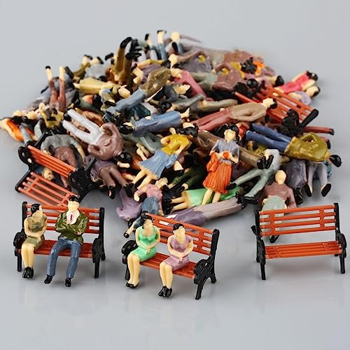 50 sitzende stehende Modell Personen Passagier Figuren 6 Bank Zug Eisenbahn Layout Maßstab 1:75 Dekoration
