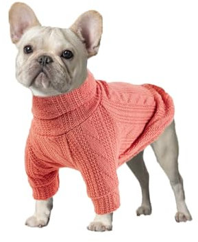Hundepullover Stilvoller Warmer Hunde und Katzenpullover, Weicher Rollkragen-Hundebekleidungsweste, Weiches Haustier-Winterzubehör, Geeignet für Welpen, Kleine und Mittelgroße Hunde (Rosa, XS) O6