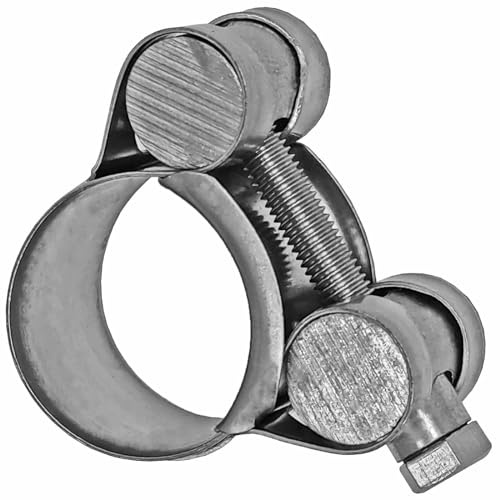 MegaHaustechnik 50 Stück Gelenkbolzenschellen aus Edelstahl VA Spannbereich 48-51mm, Bandbreite 20mm, Spannbacken Saug Druck Schlauch Schellen Klemme Auspuff Benzin Kraftstoff