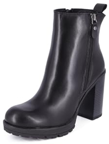 QUEEN HELENA Tronchetti di Pelle con Tacco Alto Stivaletti con Plateau Donna QH23-S407 (Nero, Sistema Taglie Calzature EU, Adulto, Donna, Numero, Media, 37)