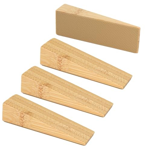 LLMtn Bambus Fester Türstopper boden mit Gummi,Holzkeile für alle Arten von Türen, bamboo Door stoper (4 Bambus)