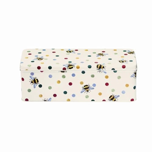 Elite Gift Boxes Emma Bridgewater - Polka Bee Long Deep Rectangular (cracker) Tin 240 x 100 x 70mm