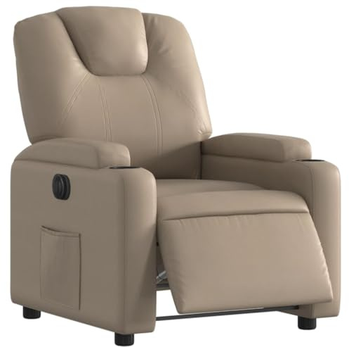 vidaXL Relaxsessel, Sessel mit Liegefunktion Elektrisch, Fernsehsessel Liegesessel für Wohnzimmer, Ruhesessel Polstersessel, Cappuccino-Braun Kunstleder
