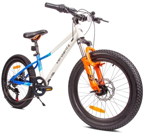 Verdant Bike Vélo pour Enfant pour garçon 20 Pouces Taille de Roue au Choix 6 Vitesses Shimano Vélo Enfant de 6 à 10 Ans Hauteur réglable (Blanc Bleu Orange)