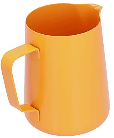 600ml Stainless Steel Milk Frothing Pitcher for Home, Pointed Spout Frothing Jug, Durable and Stylish (Orange)