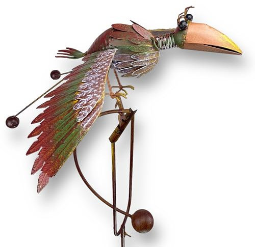 Crispe Home & Garden | Windspiel großer Vogel 138 cm | Deko Gartenstecker | Gartendekoration Metall | Gartendeko Vogel | Hochwertig und langlebig