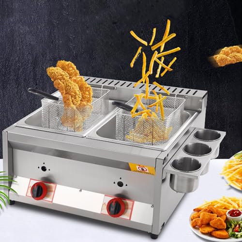 Friggitrice a gas commerciale Friggitrice professionale da banco per ristoranti di frittura, supermercati e fast food - Friggitrice da banco per cucina,Doublecylinder