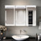 SIRHONA Armoire de Toilette en Miroir avec 4 étagères réglables, Armoire de Toilette Blanche à 3 Portes, Armoire à Pharmacie Murale avec Fonction désembuage et mémoire, 90 x 60 x 14 cm
