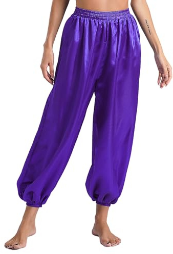 HULIJA Damen Glitzer Bauchtanzhose Lang Hose Haremshose Tanzen Tribal-Tänzerin Kostüm Yoga-Hose Pluderhose Fasching Bauchtanz Kostüm