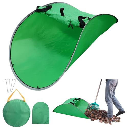 LAMEK Tragbare Gartenabfallsäcke Faltbar Laubsammler Laub Gartensack Blatt Garten Kehrschaufel mit Griffe und Deckel Wiederverwendbar Grünschnittsäcke für Gartenabfälle Rasenschnitt Gras