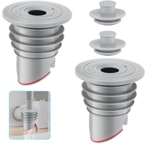 2 Stück Waschmaschinen-Rohrdichtung, 35-40mm Waschmaschinen-Ablaufschlauchdichtung, Grau Abflussrohrdichtung Deodorantdichtung mit Verschlusskappe, Waschmaschine Abfluss Dichtung für Küche, Zuhause