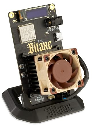 Bitaxe Gamma Bitcoin Miner – Premium Plug-and-Play Home Miner | Made in Germany | 1,3 TH/s | inkl. Netzteil & Halterung (Noctua Lüfter - Schwarze Halterung)