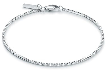 True Rebels Herren Armband Edelstahl | Platinbeschichtung, Kastenarmband, Karabinerverschluss