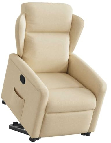 vidaXL Relaxsessel mit Aufstehhilfe Creme Stoff, TV-Sessel mit Aufstehhilfe, Sessel, TV-Sessel, Relaxsessel, Sessel mit Relaxfunktion, Fernsehsessel