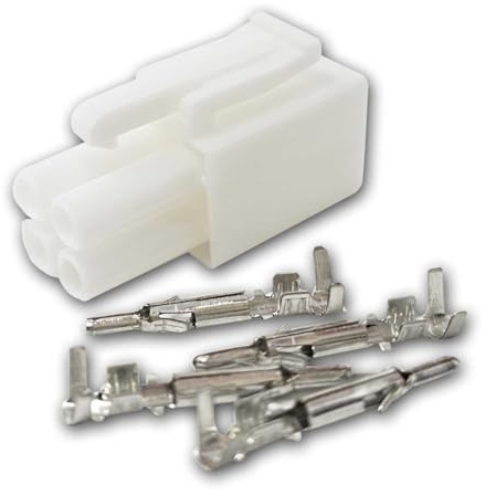 world-trading-net 10er Pack AMP-Stecker 4-polig, mit Crimpkontakten aus verzinnten Kupfer, weißes Kunststoffgehäuse, Gehäuse mit Arretierung für Zusammenhalt
