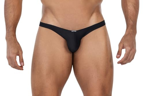 CUT4MEN Dessous Schwarzer Männer Thong Capri Slip Blickdicht elastisch Slip mit geformten Suspensorium