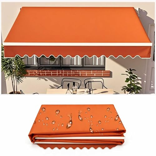 Terrassenmarkise Versenkbares Sonnenschutzdach, Markisenstoff (nur Stoff), Ersatzsegel aus wasserfestem Polyester für Sonnenschutzdächer für Gartenterrasse,Orange,13x8ft/400x250cm