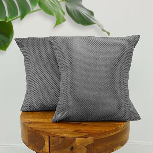 Amilian 2er Set Kissen mit Füllung und Bezug – Dekokissen für Sofa, Bett oder Couch – Zierkissen Set mit weichem Innenkissen – Waschbar & stilvoll - Nebelklang - 40 x 40 cm
