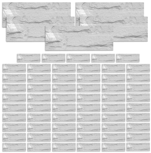 FUANA Peel and Stick Backsplash Tiles 4 x 8 Inch PVC Matte Brick Wall Panels for Kitchen or Bathroom, Waterproof Heat Resistant Door Lock