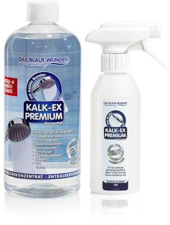 Das Blaue Wunder Kalk-Ex Premium mit Geräteschutz & Additiv Booster | Entkalker Konzentrat | extra stark und schonend | sehr ergiebig | Bad Küche Geräte (1, 1000 ml)