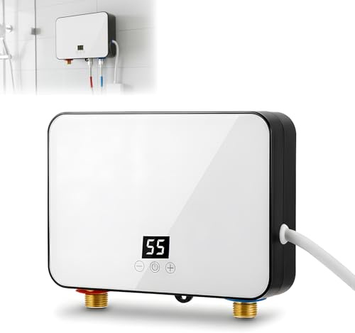 Mini Durchlauferhitzer,untertisch durchlauferhitzer zUntertischspeicher mit LCD-Temperaturanzeige,IPX4 Wasserdicht Durchlauferhitzer für Dusche, Badezimmer, Kücher,Electronic Instantaneous Heater