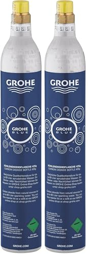 GROHE Blue, 1x 425g CO2 Flasche für bis zu 60l Sprudelwasser (lebensmittelechtes CO2, geeignet für jeden Wassersprudler mit Standard CO2 Anschluss, universal einsetzbar, leicht austauschbar), 40651000