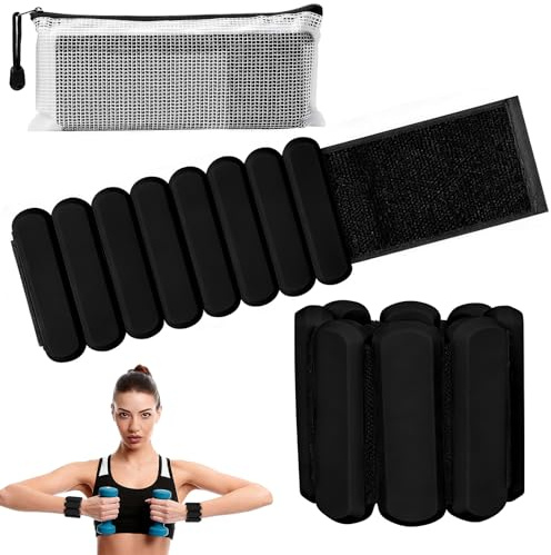 Zorplex 2er Set Verstellbare Hand- und Knöchelgewichte (je 0.45 kg), Handgelenkgewichte, Gewicht Armband, Gewichtsmanschetten für Fitness, Yoga, Pilates, Cardio, Aerobic, Joggen und Walki (Schwarz)