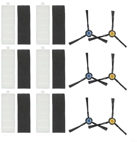 Juego de filtros para aspiradora, kit de repuesto para robot Silvercrest SSRA1 con 6 cepillos laterales, juego de accesorios de cepillo de filtro