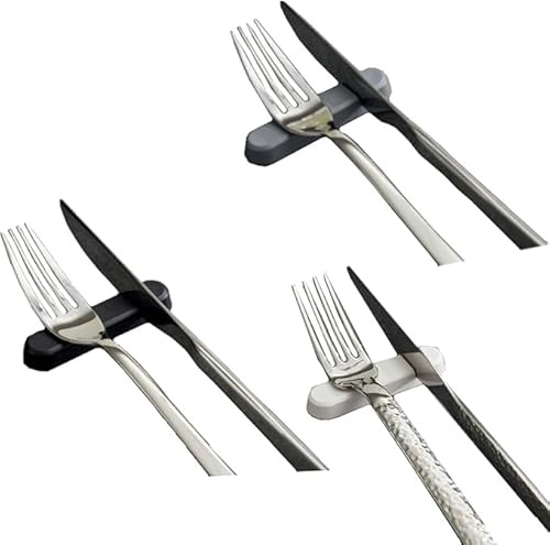 6 pz Poggia posate da tavolo 8 cm in melamina, appoggio posate tavola Portaposate ristorante Nero