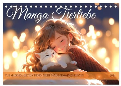 Manga Tierliebe (Tischkalender 2024 DIN A5 quer), CALVENDO Monatskalender: Bezaubernde Bilder voller Liebe und Hingabe zu Tieren (CALVENDO Tiere)