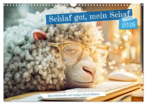 Schlaf gut, mein Schaf - Spruchkalender mit lustigen Schaf-Bildern (Wandkalender 2026 DIN A3 quer), CALVENDO Monatskalender: Humorvoller Kalender mit ... ein Gute-Laune-Macher (CALVENDO Spass)