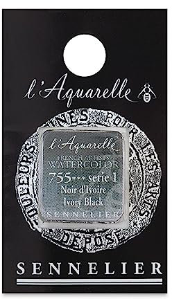 SENNELIER French Artists' Watercolor, Half Pan, Ivory Black S1