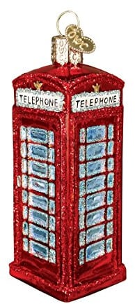 Old World Christmas Ornaments: Cities, Places and Landmarks Glass Blown Ornaments for Christmas Tree, English Phonebooth