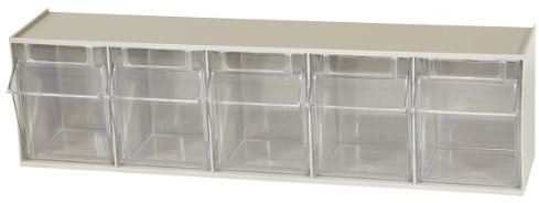 Akro-Mils 06705 TiltView Horizontales Plastik-Aufbewahrungssystem mit fünf Tilt Out Bins, 23-5/8-Zoll Wide von 6-1/2-Inch High von 5-3/8-Zoll Deep, Stone