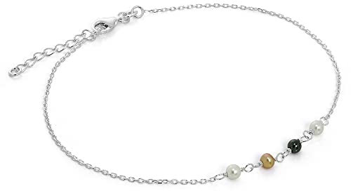 Chaîne de Cheville en Argent 925/1000 et Perles d'Imitation