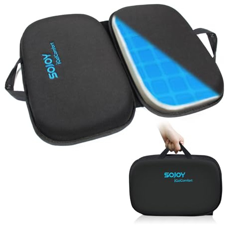 Sojoy iGelComfort 3 in 1 Foldable Gel Seat Cushion Featured with Memory Foam (A Must-Have Travel Cushion! Smart, Easy Travel Cushion) (Size: 18.5“ x 15 x 2)
