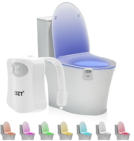 ZSZT Lampada Notturne igienici Bagno WC Led Luce con notte Sensore di Movimento, 8 cambiamento di colori