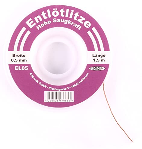 Entlötlitze 0,5mm - Hohe Saugfähigkeit - Spule Sauglitze Kupfer 0,5 mm