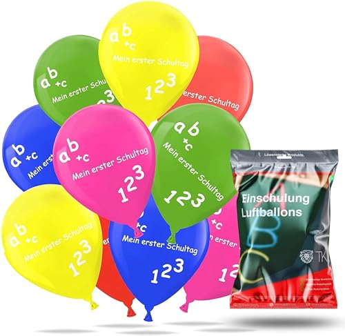 20x Luftballons Einschulung - Schule Ballon ABC Mein 1.Schultag - Schulanfang zur Deko & Dekoration für Junge & Mädchen - Schulkind