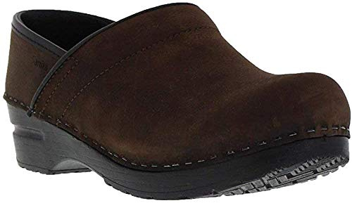 Sanita Prof. Textured Oil Damen Clogs, Braun (Antique Brown 78), 39