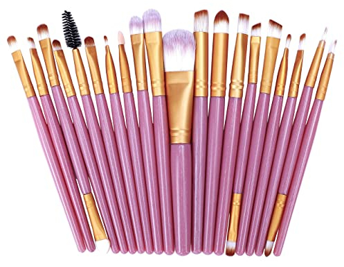 Makeup Brushes Set 20pcs Eye Shadow Foundation Face Powder Eyeliner Eyelash Lip Make Up Brush Cosmetic Beauty Tool Kit with Soft and Cruelty-Free Synthetic Fiber Bristles and Rose Gold Detailing