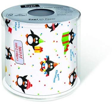 Toilettenpapier Rolle bedruckt Pinguine als lustiges Geschenk für Weihnachten …