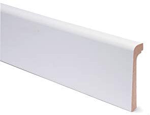 Battiscopa Coprimarmo in MDF, Bianco Vernicibile, H9.2 cm, Scatola da 5 Pz Tot. 12m lineari