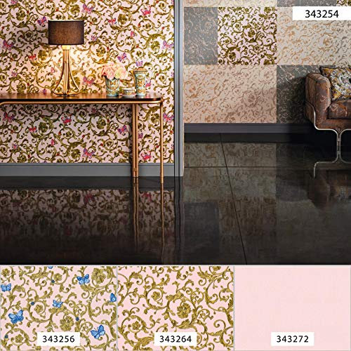 Papier peint anglais Papier peint intissé Gris Vert Rose 343254 | Papier peint livré à domicile